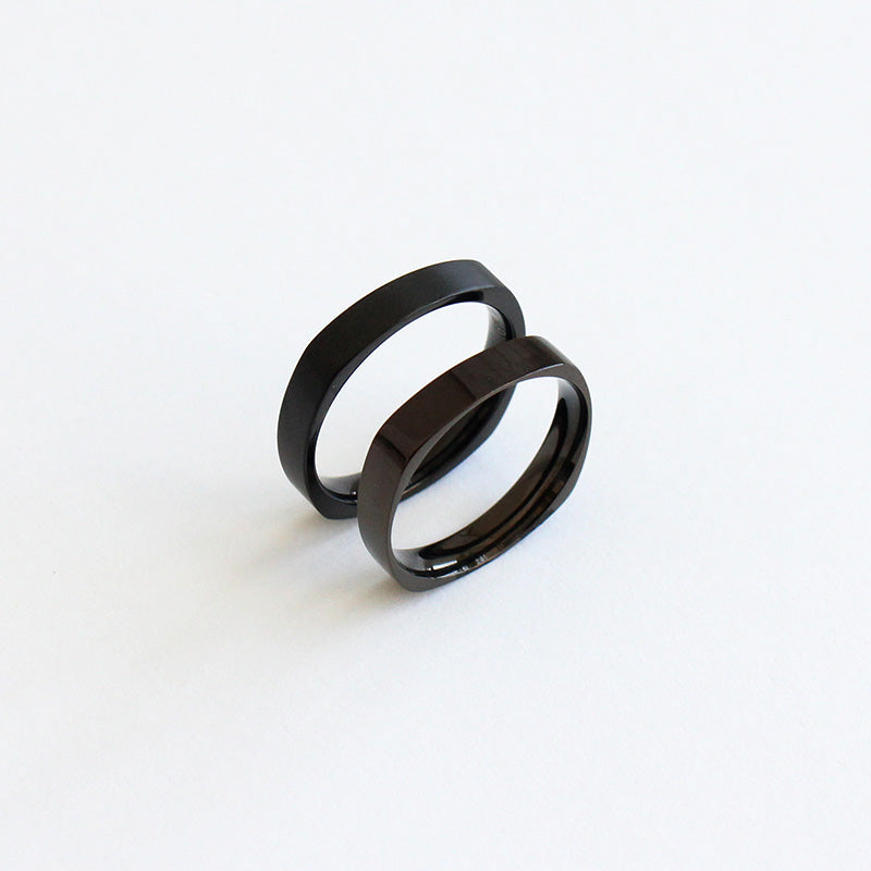 [Surgical Steel] Black Square Profile Ring [2 size / 1 set-10ea]