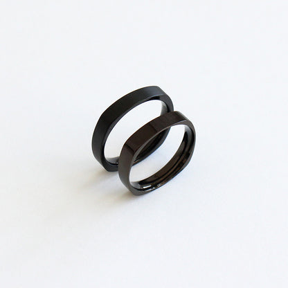 [Surgical Steel] Black Square Profile Ring [2 size / 1 set-10ea]