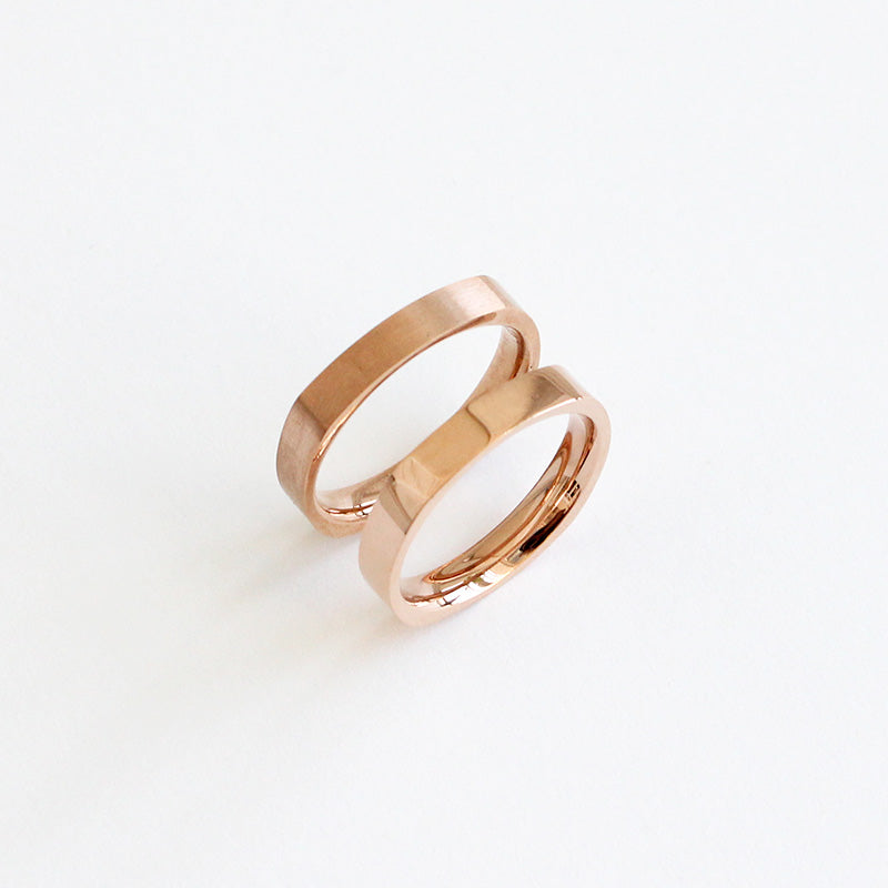 [Surgical Steel] Rose Gold Square Profile Ring [2 size / 1 set-10ea]