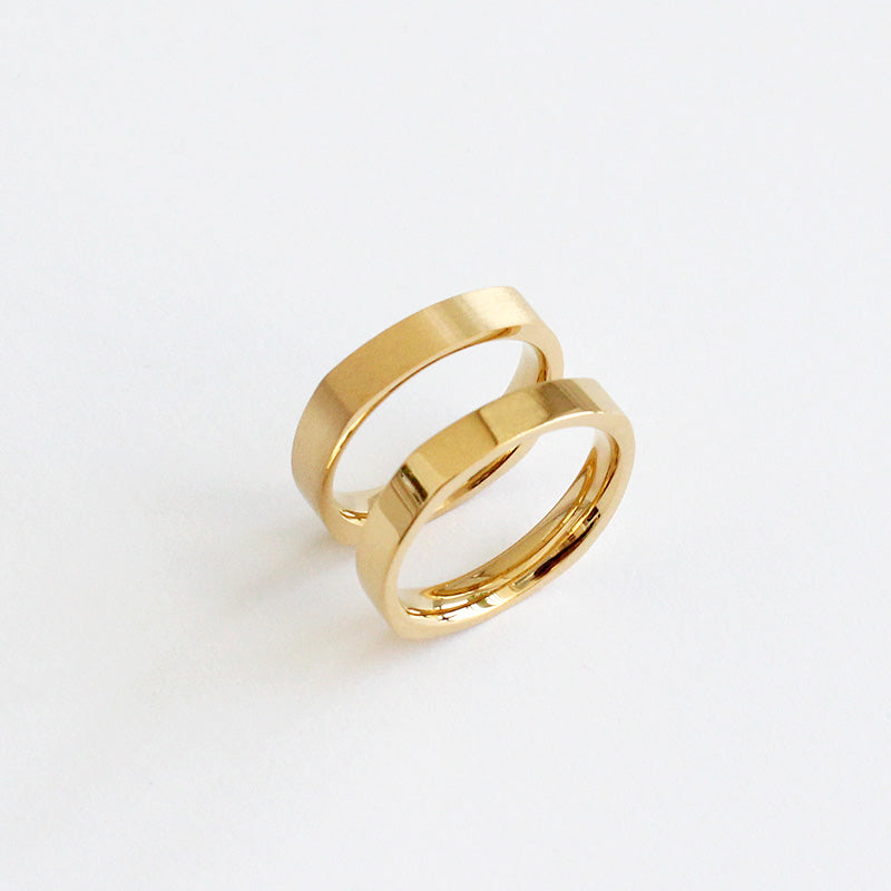 [Surgical Steel] Gold Square Profile Ring [2 size / 1 set-10ea]