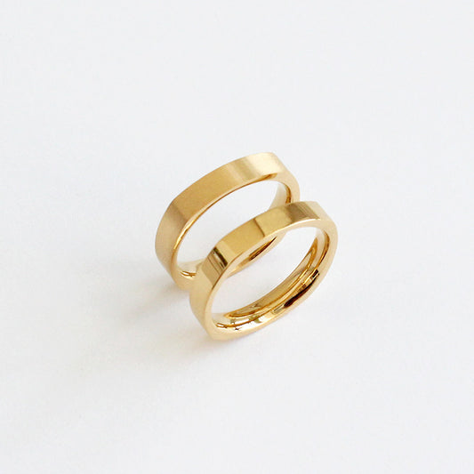 [Surgical Steel] Gold Square Profile Ring [2 size / 1 set-10ea]