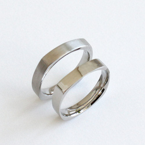 [Surgical Steel]Silver Square Profile Ring [2 size / 1 set-10ea]