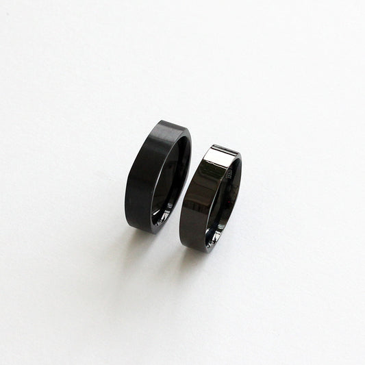 [Surgical Steel] Black Square Profile Ring [2 size / 1 set-10ea]